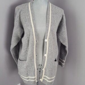 J.G. Hook Vintage Gray Lambswool  Cardigan